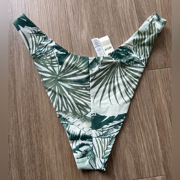 Tropical Leaf Print Aerie High-Waisted Cheekier Bikini Swim Bottom Size XL - Picture 4 of 4